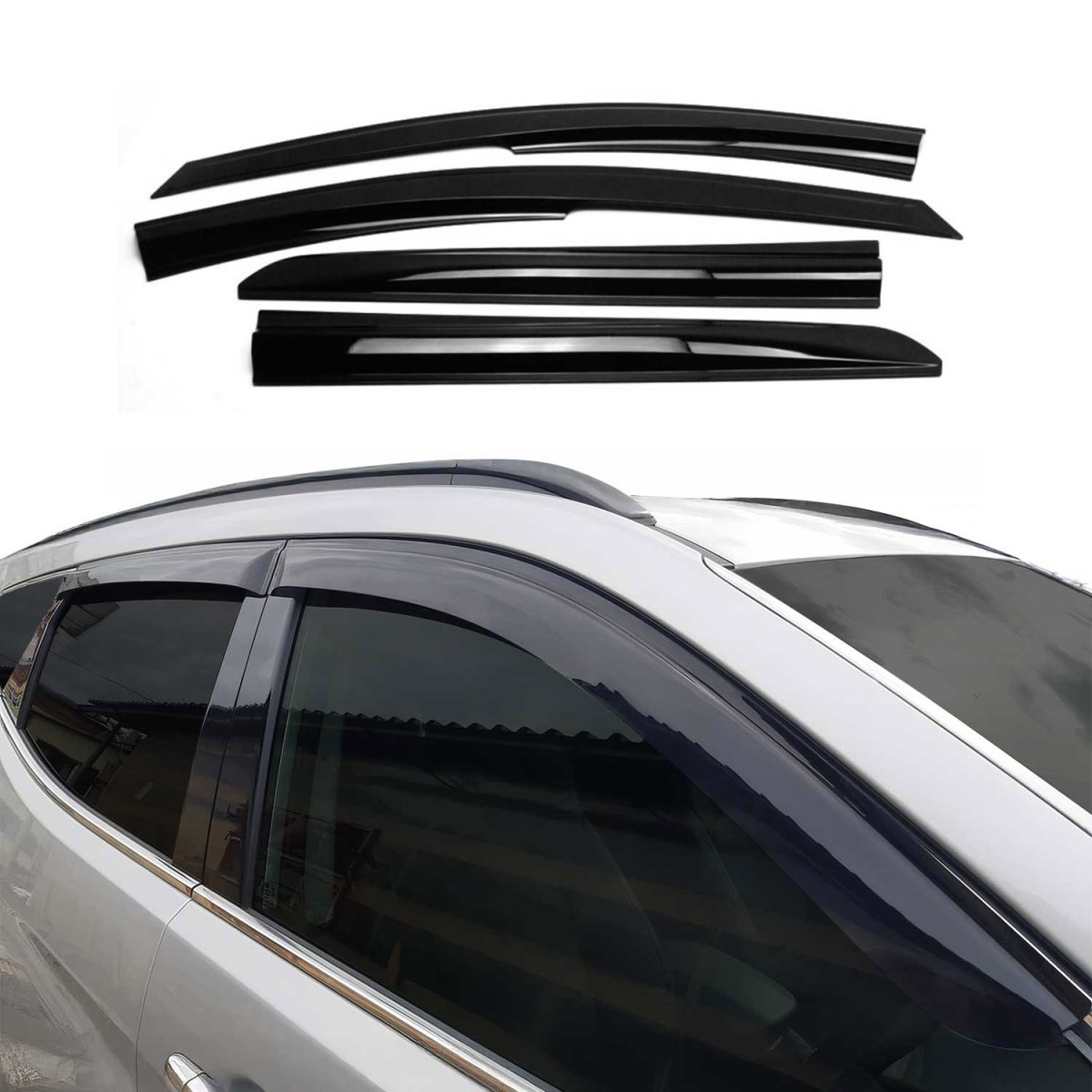 Hyundai Kona Wind Deflector - Omac - Acrylic 4 Pcs - Black - 2018-2023